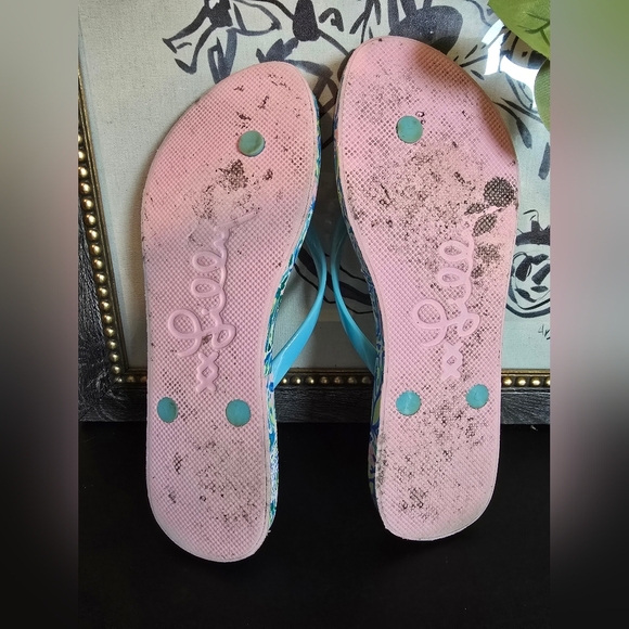 Lilly Pulitzer Women's Pool Flip Flop Surf Blue Soleil It On Me 10 - Picture 4 of 4